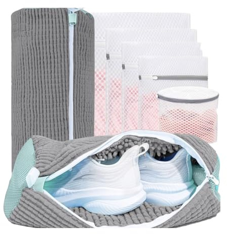 2 Tvättmaskinspåse Skor Och Set Tvättmaskin Väskor Tvättmaskin, Skopåsar med Dragkedja, Mikrofiber Skoskydd, Nätskydd för Tvätt, Kläder Underkläder