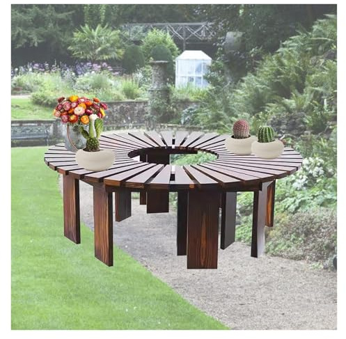 Generisch Halbrunde Baumbank, Fächerförmiger Sitz Aus Holz, Gebogener Hocker for Garten, Rasen,Hof, Terrasse (nur Bänke Enthalten)