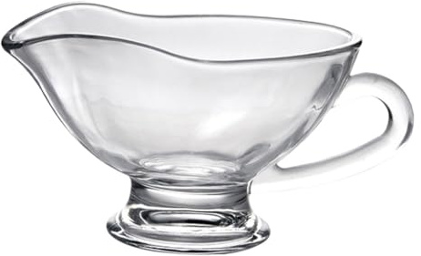LOLIPPYY Transparent Glass Sauce Cup Western Style Condiment Boat for Soy Sauce Gravy Jam Honey and Salad Dressings Ergonomic Handle and Practical Kitchen Seasoning Bowl