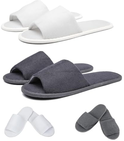 nuneoeuo 2 Pairs Hotel Slippers Multipack Open Toe Slippers Women and Men