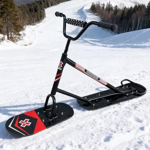 2026 Nuevo Trineo De Nieve,Scooter De Nieve Todoterreno Para Adultos - Dirección Giratoria De 360° + Capacidad De Carga De 150kg,Esquís Dobles Resistentes,Para Aventuras Invernales Black