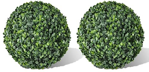 Lumanois Arbusto de Bolas Boj Artificial 2 Unidades 35 cm, Casa y jardín Decoración Flora Artificial, Verde, 1.7kg