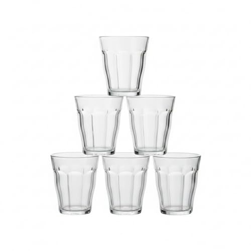 DURALEX | Set 6 Vasos de Chupito 90 ml Picardie Transparente, Vasos Pequeños de Vidrio con Relieve para Licor y Degustación, Aptos Lavavajillas y Microondas, Set para Cocina y Hogar