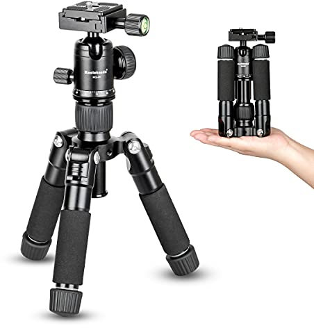 Koolehaoda Compact Mini Desktop Tripod Aluminum 20 in / 51cm with 360° Ball Head and Bag for DSLR Camera, Video Camcorder, Portable Small Tabletop Tripod Load up to 11lbs / 5kg - (Black)