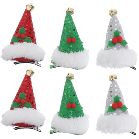 Lurrose Haarspangen Weihnachtsmann-Kappenhaarnadel der Weihnachten 6pcs reizende Festivalhaarzusatz-Parteistützen