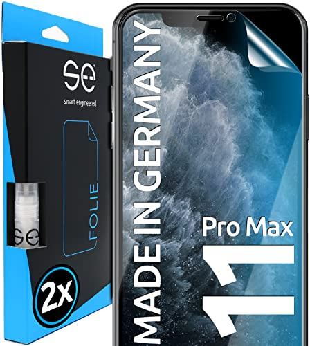 2x se® 3D SCHUTZFOLIE Transparent für Apple iPhone 11 Pro Max,Selbstheilend, 100% Fingerabdruck & FaceID kompatibel, einfache blasenfreie Installation, Ultra-Klar, Stoß-Kratzfest, aus Deutschland