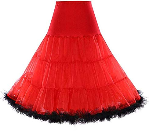 Falda de enagua estilo retro vintage de los años 50, Rockabilly blanco, negro 14 colores
