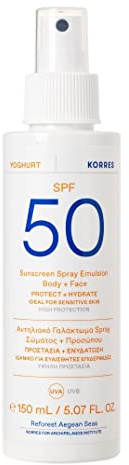 KORRES YOGHURT Sonnenschutz Sprüh-Emulsion für Gesicht & Körper SPF50, 150 ml
