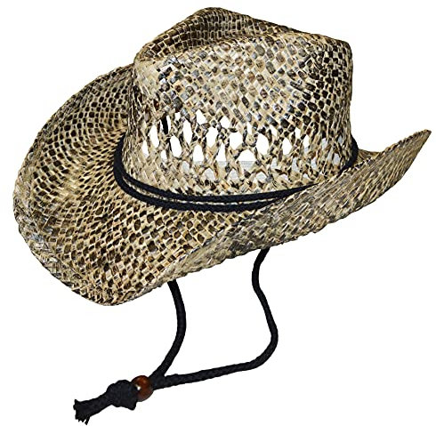 thb Richter Cowboyhut Westernhut Sommerhut Strohhut Sonnenhut Reiten Urlaub Strandhut Garten 100%-Stroh Straw Outdoor Freizeit Unisex (Vintage - Schwarz)