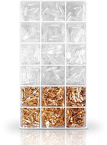 Faston-Crimpzange, Zange zum Crimpen von Faston-Elektroklemmen, Crimpzange zum Crimpen Kabelschuhen, Zange mit 300 Flachhülsen Stecker mit 0,5-1,5 mm² (300 Stecker)