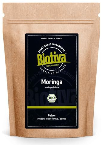 Moringa poudre bio 500g (2x250g) - raifort - Moringa oleifera - vegan - Mis en bouteille et contrôlé en Allemagne - Biotiva