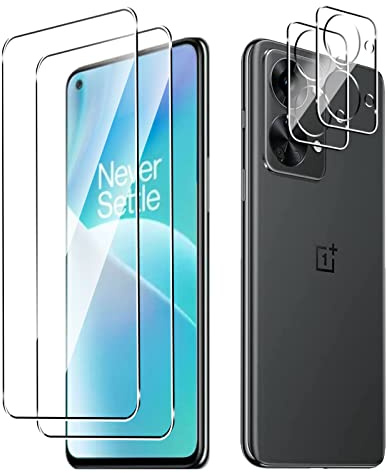 Yenwen Schutzfolie für OnePlus Nord 2T 5G für Panzerglas, 2 Stück Displayschutzfolie mit 2 Stück Kameraschutz, 9H Härte Panzer Schutz Glas Anti- Kratzer Schutzglas Anti-Blasenfrei Glas Folie