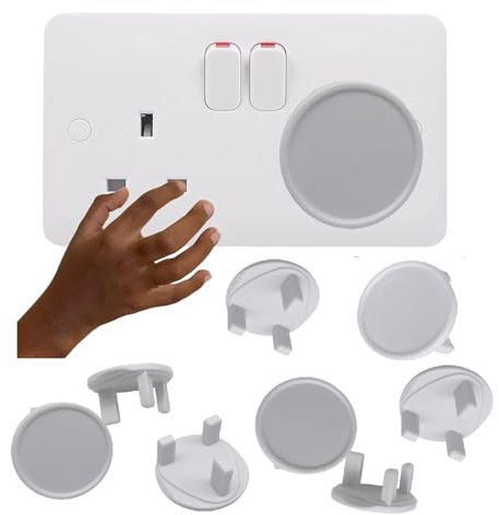 S&D Plug Socket Covers UK Plastic Outlet Plug Covers for sockets UK Protector Baby Secutity Shock Prevention,Child Safe Child Proof, Easy Install, (Pack of 6)