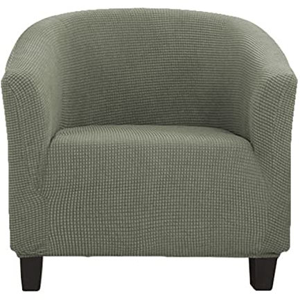 YOPOIY rutschfest Club Chair Schonbezug, Stretch 1 Stück Sesselbezug mit Elastischer Unterseite Sesselhusse Universal Stilvolle Möbelschutz -Grün-1