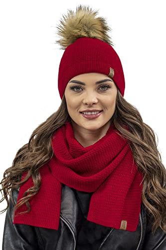 VIVISENCE Damen Bommelmütze Winter Wintermütze Warmem Garn Antistatische 7041
