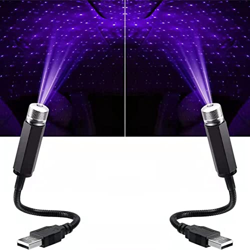 2PCS Mini LED Projection Lamp Star Night, USB Plug in Night Lights Stars Lamps, Durable Mini Star Projection Light LED Night Light for Car and Home Ceiling Romantic USB Night Light (Blue)