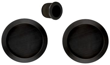 AZERODESIGN- Kit Puerta Corredera- Tirador Puerta Corredera-Tirador Uñero para Puerta Correderas-Rosetas Redondas y Dedal Central-Medidas 56mm y dedal 29mm (NEGRO)
