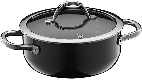 WMF Fusiontec Inspire Kochtopf groß, 20 cm, Glasdeckel, Bratentopf Induktion, 2,4l, High-Tech Keramik, kratzfest, unbeschichtet, schwarz, Made in Germany