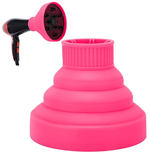 Portable Travel Hair Diffuser, Collapsible Hair Blow Dryer Diffuser with Dense Air Outlet for Curling (Pink)