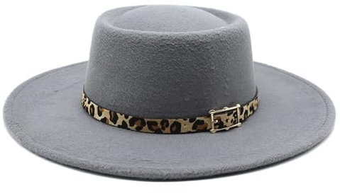 NOAMED Fengyan Hut für Herren und Damen, Fedora-Hut, lässig, breite Krempe, Jazz-Hut, Herbst, Winter, Panama, Filzhut, rundes Oberteil, Party, formelle Mütze, grau, 6 7/8-7 1/8