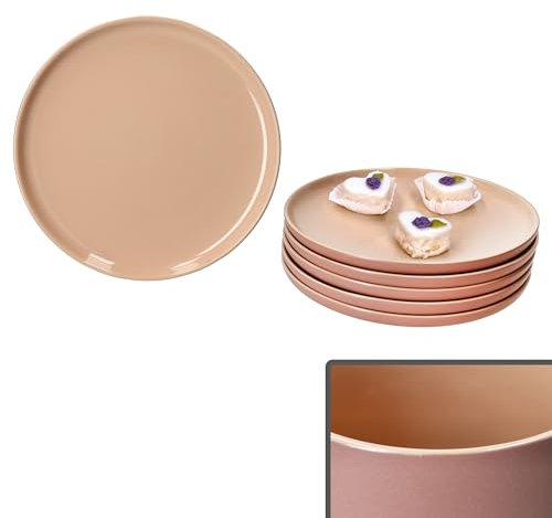 Ritzenhoff & Breker Jasper 6er Set Kuchenteller Puder I Steingut-Frühstücksteller für 6 Personen I kleine Teller für Salat, Dessert & Co. I Geschirr für Frühstück, Mittag, Kaffee & Abendbrot