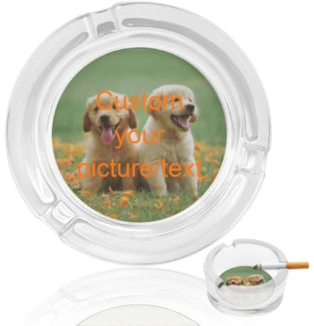 Cendrier En Verre Personnalisé,Photo/Texte Personnalisé Cendrier À Cigare Bureau À Domicile Bureau Décoration De Bureau Hôtel Bureau Jardin Bar Ou Pub,Image,8.5Cm