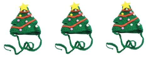 VANZACK 3stücke Weihnachten Katzenmütze Handgefertigte Weihnachtsbaum-haustierdekoration Für Katzen Und Hunde Grün Bequemer Und Weicher Fotorequisiten Für Feiertagsfeiern
