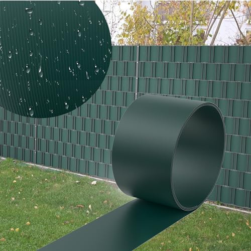 YRHome 30x Sichtschutzstreifen Zaun 2,5m x 19cm Hart PVC Sichtschutz Rolle für Doppelstabmattenzaun Blickdicht Wetterfest Windschutz Zaunfolie Zaunsichtschutz Garten Balkon Gartenzaun Grün