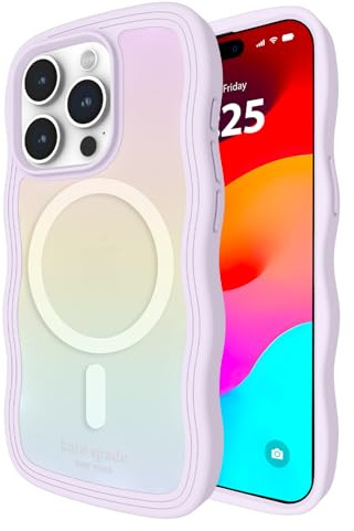 Kate Spade New York iPhone 15 Pro Case - Wavy Iridescent | Compatible with MagSafe - Lightweight Designer Case for iPhone 15 Pro with Anti-Scratch Coating and Wavy Iridescent Design