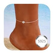 CASSIECA Fußkette Damen Silber 925, Fussketten für Frauen Einstellbar Geschichtet Wasserdicht Fußkettchen Damen Rose Gold CZ Fußkettchen Fußschmuck Silber