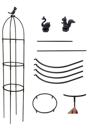 Rankhilfe Obelisk Ranksäule für Kletterpflanzen aus Glasfaser Wetterfest Drinnen Draußen Obelisk Pflanzenstütze 22x95cm 22x120cm 22x145cm (Color : Black, Size : 22x95cm/8.6x37in)