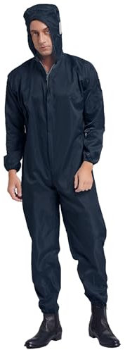 Freebily Tuta Integrale con Cappuccio Uomo Donna Tuta Protettiva Antistatica Tuta da Lavoro con Cerniera Overall Jumpsuit Uniformi per Verniciatura a Spruzzo Tuta Monouso Blu scuro M