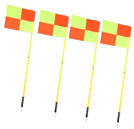 4 Stück Fußball-Eckfahnen, 4,9 Fuß, Fußballfeld-Eckfahnen, Fußballausrüstung, Verankerte Eckfahnenstangen, Eckfahnen-Set mit Aufbewahrungstasche für Training, Sport und Outdoor-Aktivitäten