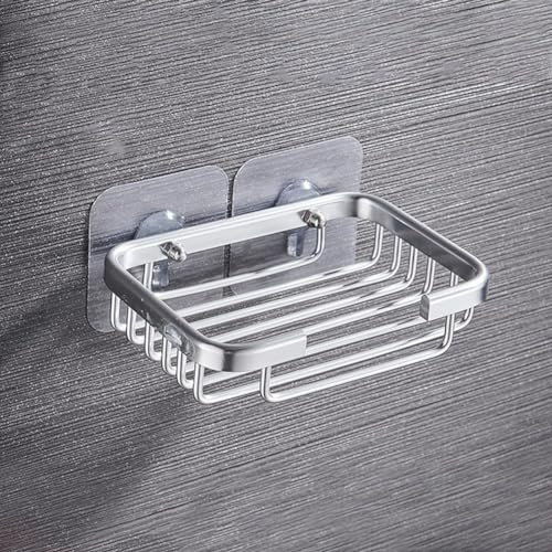 Porte-savon en aluminium à forte ventouse pour salle de bain, douche, baignoire (argent brillant)