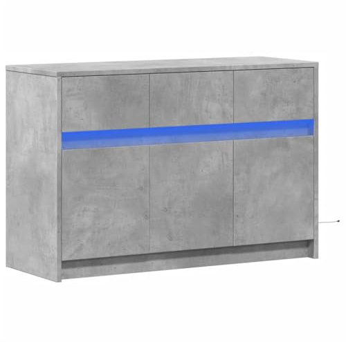 vidaXL Meuble TV avec LED Gris béton 91x34x61 cm Bois d'ingénierie
