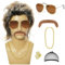 MIVORA Peluca Salmonete 70s 80s 90s Traje Accesorios Hombres Peluca Rubia Peluca Gafas de Sol Collar Hombres Carnaval Peluca Fiesta de Halloween Disfraces