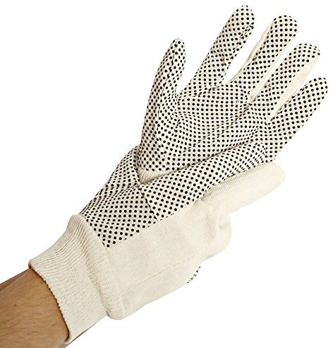 FRANZ MENSCH 600 Stück Hygostar Arbeitshandschuhe Dotty | Baumwolle, natur, 10/XL, L: 26cm, Karton, Baumwollhandschuhe, Textilhandschuhe, Stoffhandschuhe,