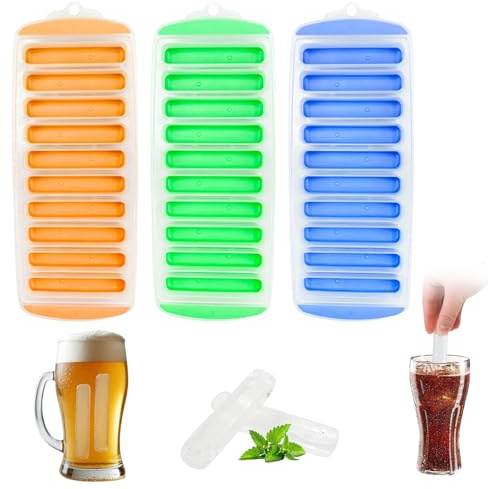 HhBdy 3 Pack Ice Cube Tray Silicone Bottle Ice Stick Trays Reusable Easy demolding Includes 10 Cavities for Sports Drinks and Water Bottles Whiskey Cocktail