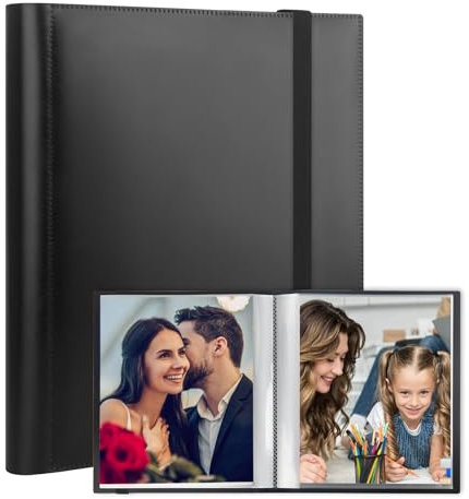 8.5x11 Photo Album, 8.5x11 Photo Album Book Holds 68 Photos, Art Portfolio Binder for 8.5 x 11 Pictures, Binder Album 8.5x11 for Photos, Kids Artwork, Sketch (Black)