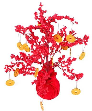 ABOOFAN 1 Satz Glücksbaum Jahr Dekorationen Reichtum Glück Dekoration Jahre zum Geburtstag Party Chinese New Year chinesisch neujahr Geldbaumschmuck kreative Geldbaumdekoration Plastik rot