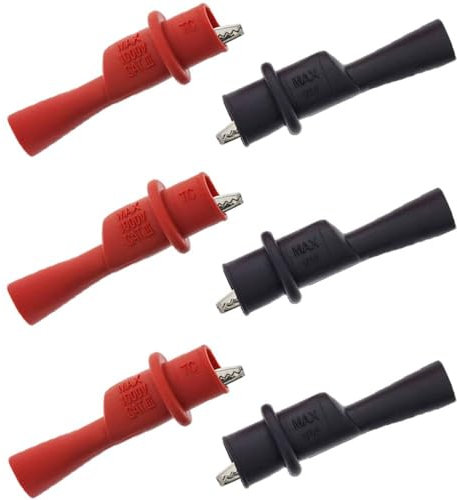 Lot de 6 pinces crocodiles isolées noires et rouges pour multimètre, câbles de mesure, laboratoire, test électrique