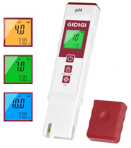 GIDIGI pH Meter for Water with Color Display pH Test Strip Function Pro Digital pH Level Tester ATC pH Calibration Kits Water Quality Tester for Pool Spa Hot Tub Hydroponics Aquarium Drinking Water