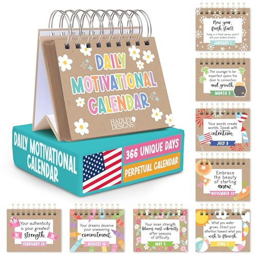Hadley Designs Calendario motivacional 2026 – Citas inspiradoras diarias para escritorio, calendario diario perpetuo de escritorio, afirmaciones positivas para mujeres, decoración motivacional de