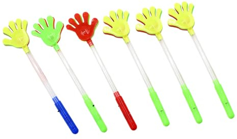 Hand Clappers Luminosi 6 Pezzi in Plastica per Feste | Omaggio 3 Batterie a Bottone, per Eventi e Compleanni, Accessori Party e Gadget Luminosi Colore Casuale