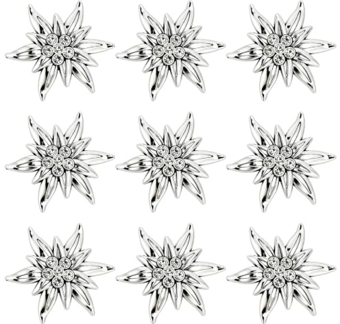 SANNIX 9Pcs Edelweiss Broschüren Blumen Pins Für Oktoberfest Bierfest