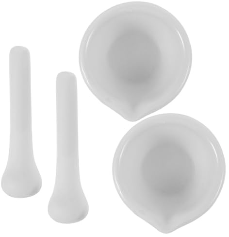 TEHAUX Juego De Mortero Y De Cerámica 2 95 X 2 75 X 1 37 Pulgadas Cuenco De Molienda De Porcelana Blanca Para Uso En Laboratorio 2 Juegos/4 Piezas