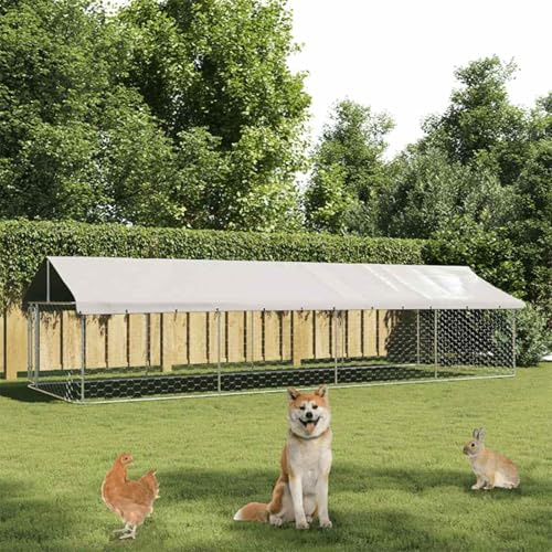 Rantry Outdoor-Hundezwinger mit Dach 600x200x150 cm Hundehütte im Freien Hundetüren, Möbel Model171500