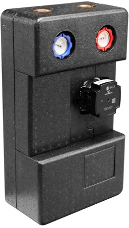 SUNEX Gruppo pompa per circuito di riscaldamento GPO DN25 con pompa di circolazione UPM3S Auto 25 – 60 (180 mm) – Stazione di riscaldamento a due vie con isolamento termico, termometri e valvola di