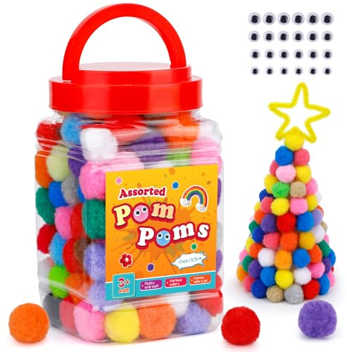 300 Stück Pompons, 25mm Bunte Pompons Zum Basteln, Kleine Pompoms