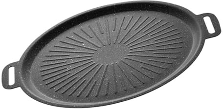 DECORNIJIA Padella Antiaderente Per Grigliare a Orientale, Teglia Bbq Rivestimento in Pietra Naturale, Adatta Per Casa, Campeggio e Esterno, Per Carne, Verdure e Pizze
